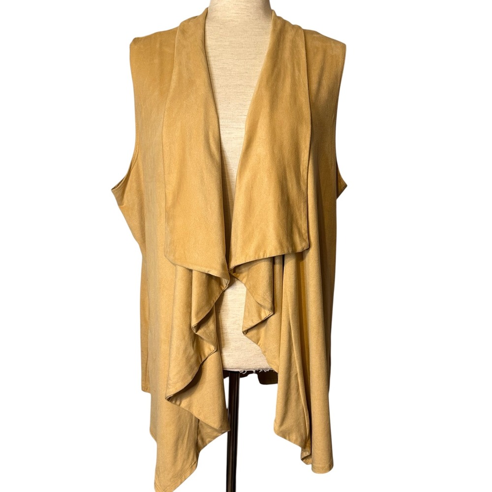 Slinky Brand Faux Suede Draped Vest Lagenlook Boho Western Festival Artsy XL